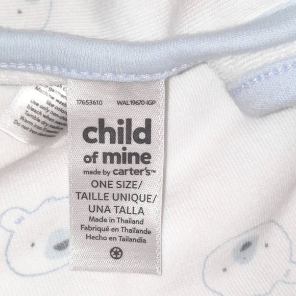 Carter's Child of Mine Blue Bear Swaddle Receiving White Blanket 26" X 28" - Picture 5 of 5